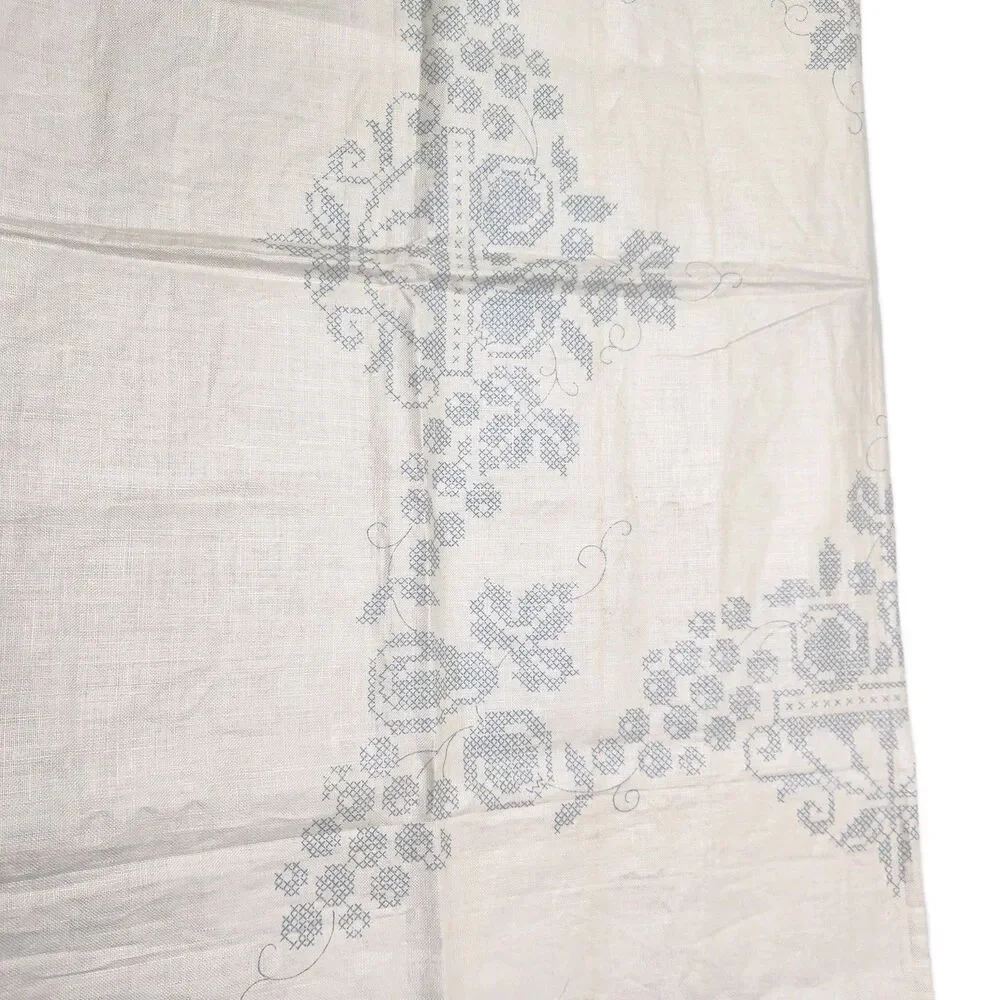 Vintage Stamped Cross Stitch Tablecloth Fruit Basket Linen 50x50 Unfinished DIY